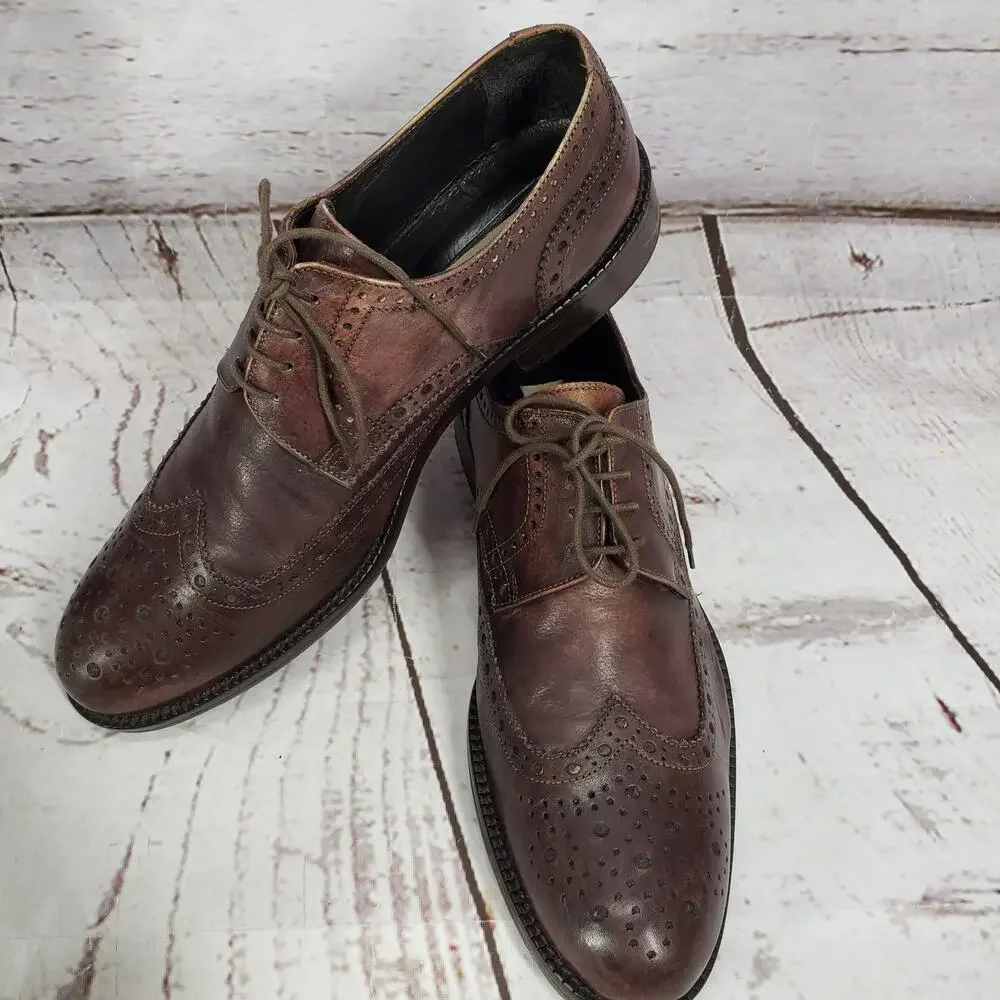 JD Marvin Made in Italy Men's Brown Vibram Oxford Shoes Size 43 EU